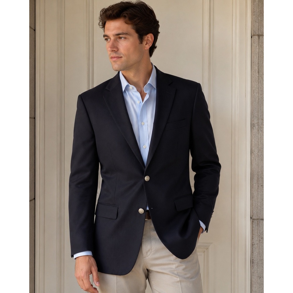 Savile Row Gold Jackβ Victor Mens 42R Navy Blue Wool Blazer Crest Buttons Canada
